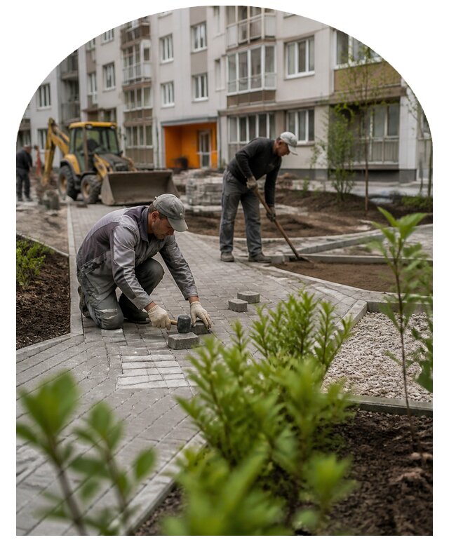 Благоустройство двора многоквартирного дома в Кемерово
